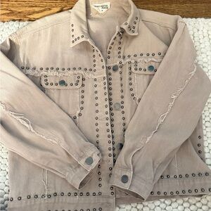 Savanna Jane Light Brown Studded Jean Jacket